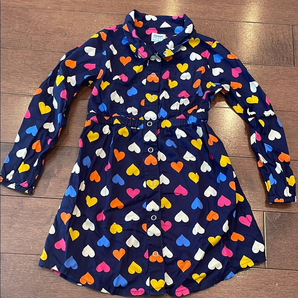Old Navy Navy Blue Dress with Heart Patterns
